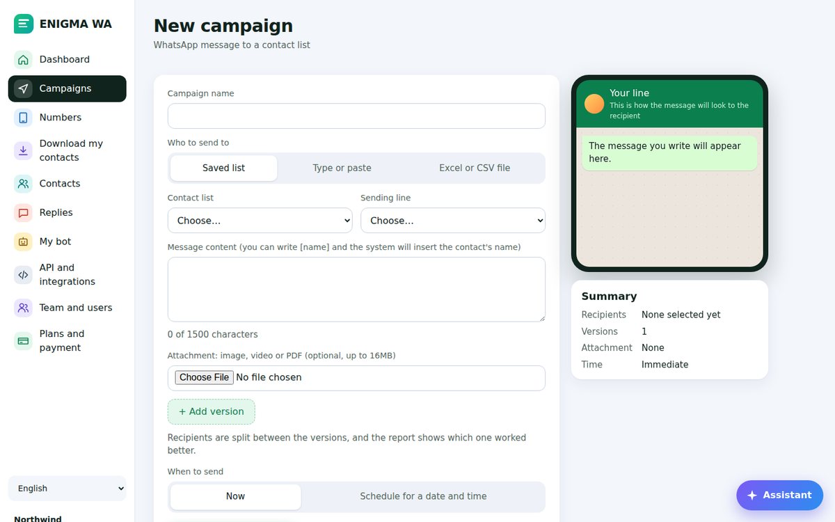 A campaign is ready in a minute